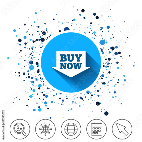 Buy now sign icon. Online buying arrow button.
