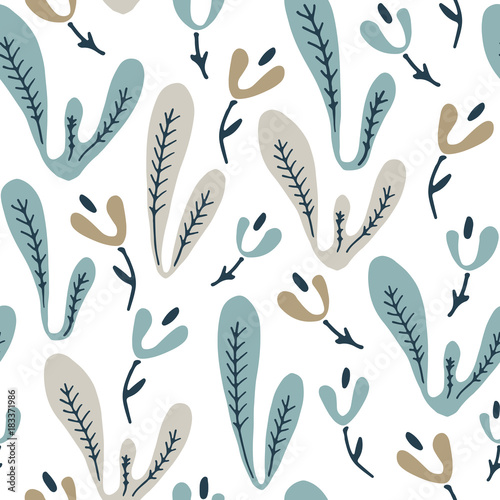 Wildwood floral seamless pattern. Vector forest print.