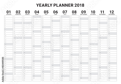 Year 2018 planner calendar vector illustration