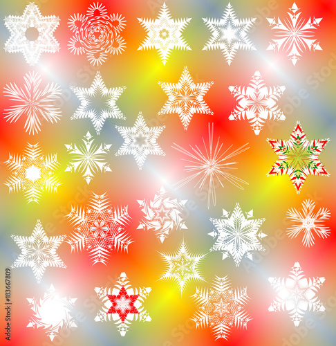 Zet of snowflakes for decoration elements for Christmas and New year