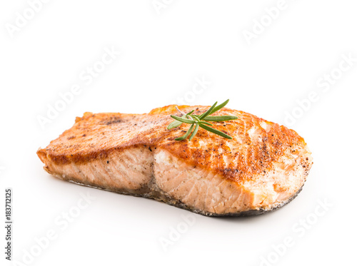 Salmon. Salmon roast steak isolated on white background