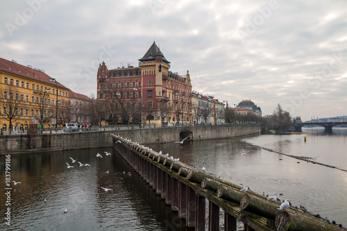 Cityscape panorama of Prague with Castle. View from Carol Bridge. Prague, Rzecz Republic