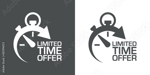 Icono plano cronometro LIMITED TIME OFFER gris y blanco