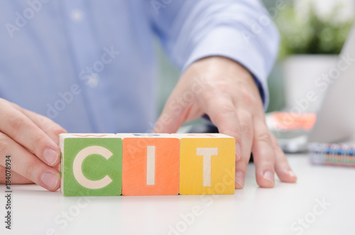 CIT word with colorful blocks.