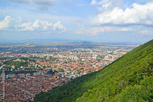 View of Brasov city in the valley, Romania