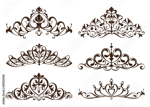 Vintage diadems and tiars with patterned ornaments