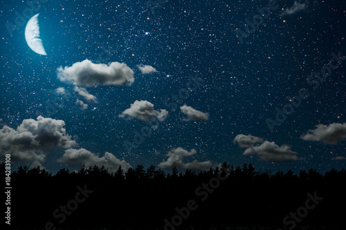 backgrounds night sky with stars and clouds.