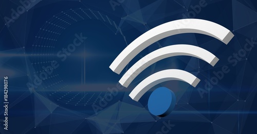 3D wi-fi icon with blue background