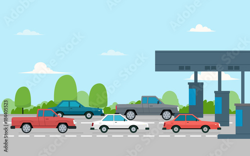 toll plaza with cars