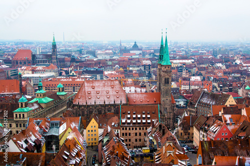 Cityscape of Nuremberg, Germany, in a winter day.