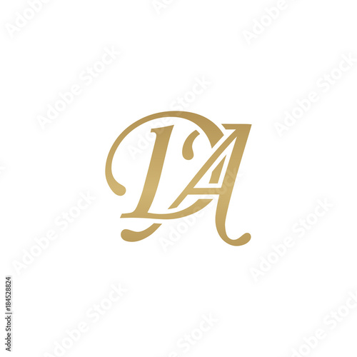 Initial letter DA, overlapping elegant monogram logo, luxury golden color