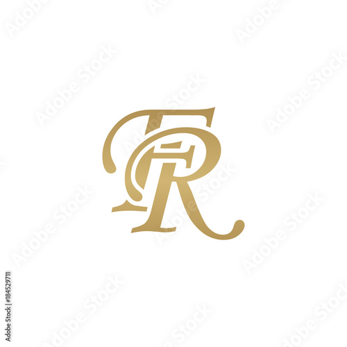 Initial letter FR, overlapping elegant monogram logo, luxury golden color