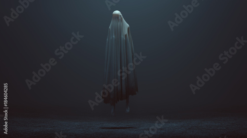 Floating Evil Ghost Spirit in a Foggy Void Horror Creepy Halloween 3d illustration render