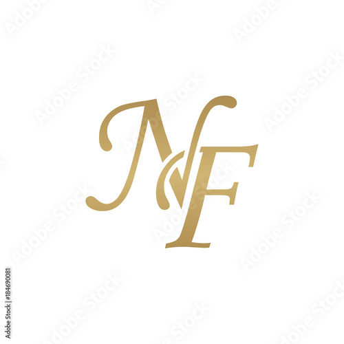 Initial letter NF, overlapping elegant monogram logo, luxury golden color