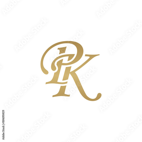Initial letter PK, overlapping elegant monogram logo, luxury golden color
