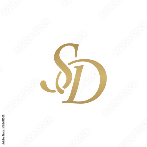 Initial letter SD, overlapping elegant monogram logo, luxury golden color