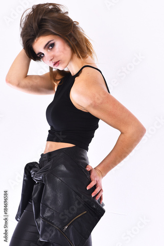 Woman with confident face and brutal style
