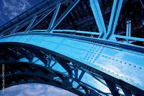 Close-up of blue bridge in Maribor, Slovenia