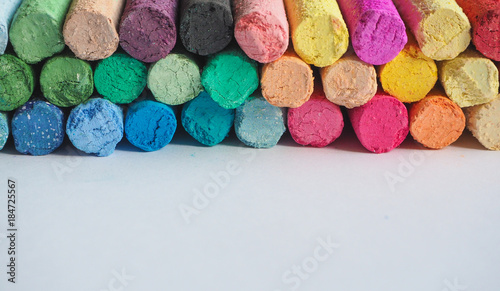 Colorful artistic crayons. 