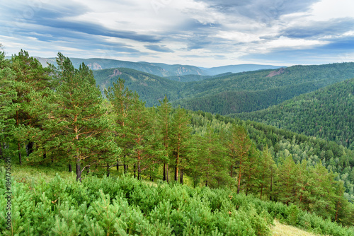 View on Takmakovsky district. Russian reserve Stolby Nature Sanctuary. Near Krasnoyarsk