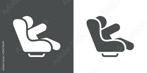 Icono plano silla infantil coche gris y blanco