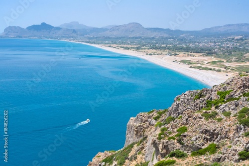 View of Traounou Beach, Rhodes, Greece