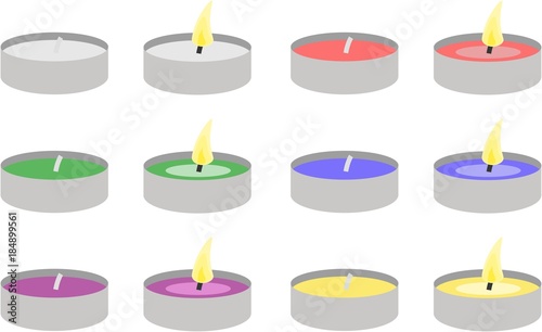 tealight with and without flame in different colours