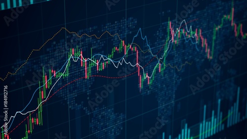 Stock market financial statistics on screen, share pricing, online trading data