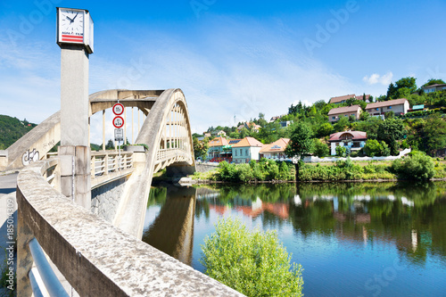 famous bridge, Stechovice town, Vltava river, Central Bohemian region, Czech Republic