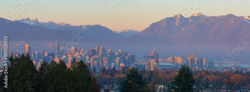 Vancouver BC Downtown Cityscape at Sunset Panorama British Columbia Canada
