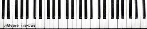 musical keyboard isolated, top view (more than four octaves)