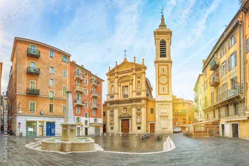 Nice Cathedral made in baroque style located on Place Rossetti square in Nice, Alpes-Maritimes, France