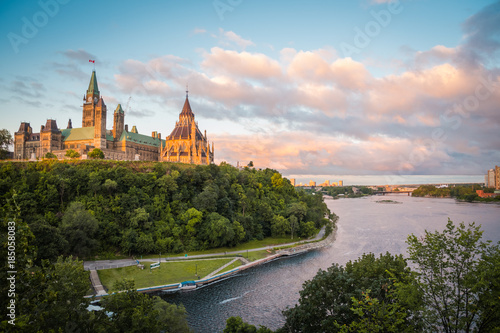 OTTAWA, ONTARIO / CANADA - AUGUST 06 2017: PARLIAMENT HILLS. MORNING