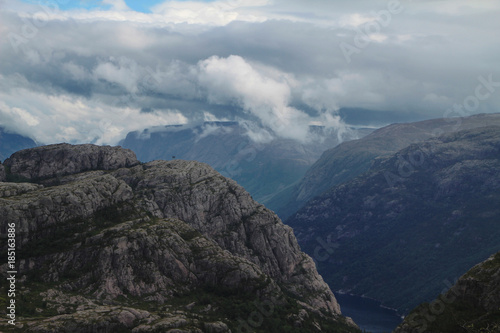 landschaft, berg, fels, himmel, natur, blau, Norwegen
