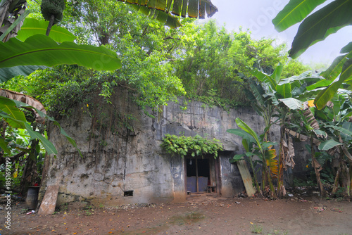 Remains of Japanese military buildings on Eten island in the Truk Lagoon 