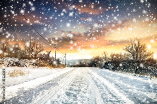 winter road background of free space for your text 