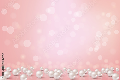 Beautiful pink background with pearls.Vector romantic illustration.