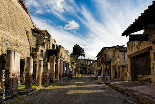 Partially excavated and restored ancient ruins of Herculaneum