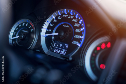 Closeup dashboard of mileage car