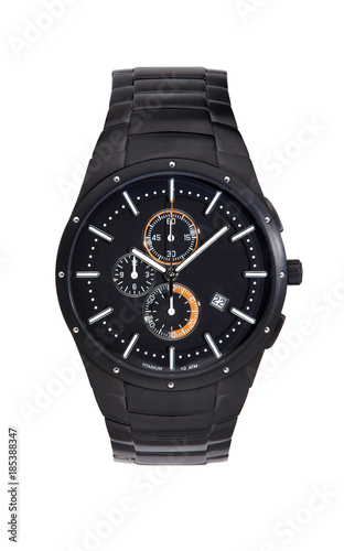  Black titanium wrist watch isolated on white