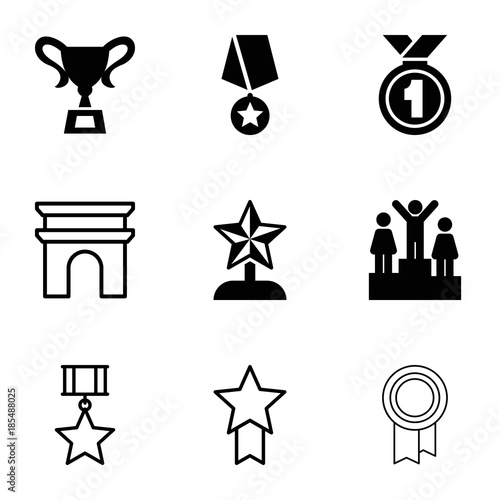 Victory icons. set of 9 editable filled and outline victory icons