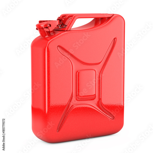 Red Metal Jerrycan with Free Space for Yours Design. 3d Rendering