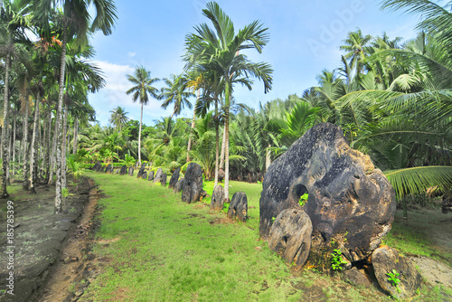 Rai, or stone money in Gael bank on the island of Yap, Micronesia 