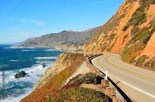 Highway 1 running along Pacific coast in California.