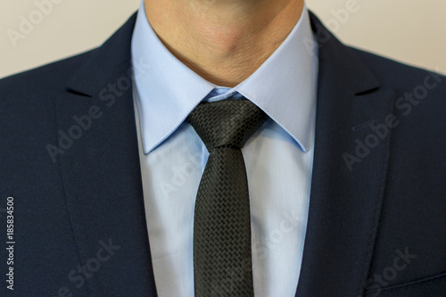 Closeup shot of business suit on a man, chest