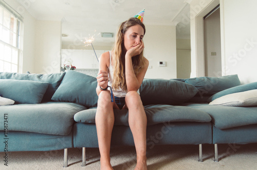 Sad Bored Woman at a Party Having No Fun