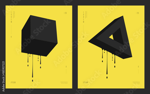 Modern abstract geometric design. Futuristic posters flyers with liquid ink splashes. Eps 10 vector illustration