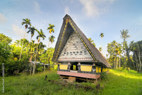 Airai Bai (traditional old meeting house for men) on Palau Babeldaob island, Micronesia 