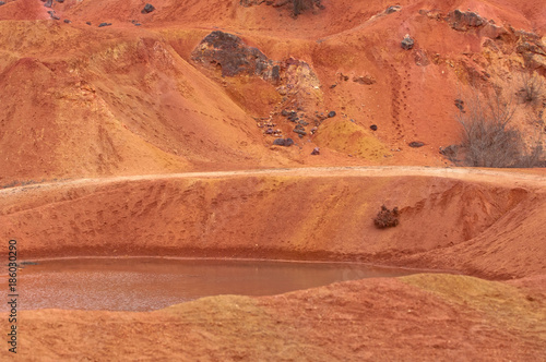 Bauxite mine raw bauxite on surface