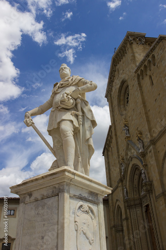 Statue in front of the Arezzo Cathedral, Italy